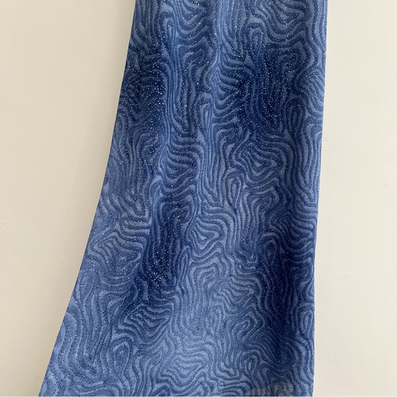 Vintage Jump Apparel Blue Ombré Maxi Dress Formal Sparkly Drape Neck Bias Cut - Picture 5 of 13